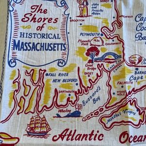 Red & White Kitchen Co Flour Sack Kitchen Towel Retro Massachusetts Shores Coast